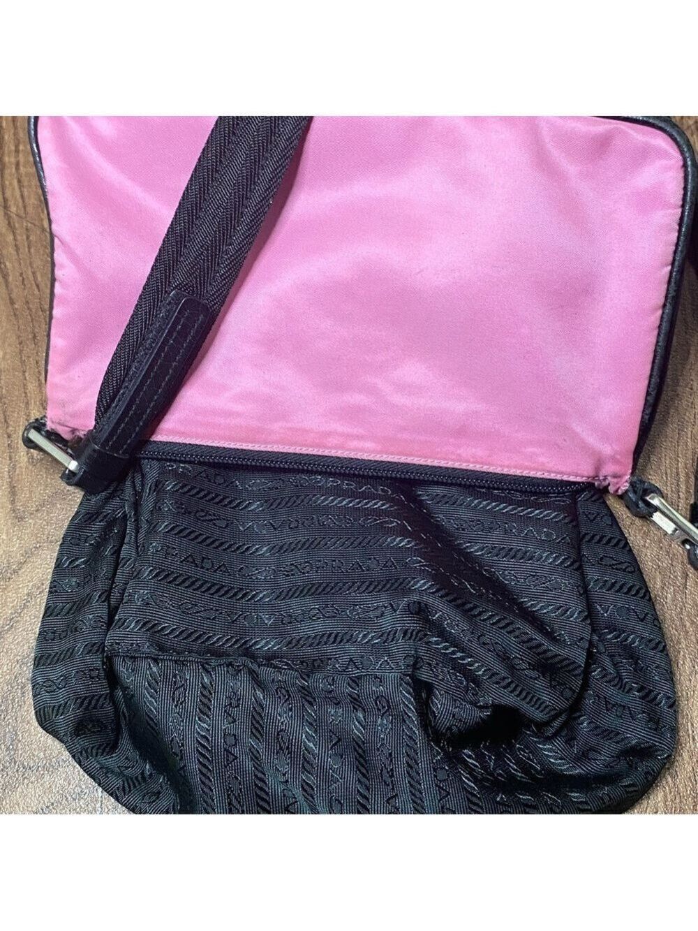 Prada Pink and Black Nylon Shoulder Purse - Picture 7 of 15